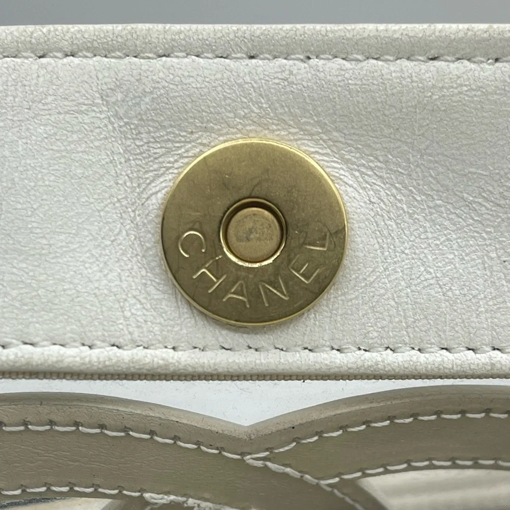 Chanel Vinyl Clear Triple CC Logo Coco Transparent Plastic Tote Shoulder Bag - Picture 10 of 16